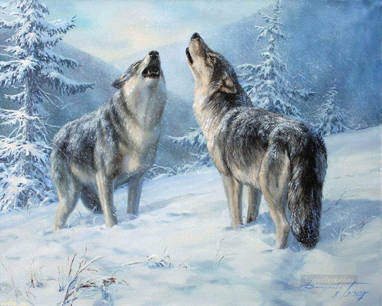 howling wolves Oil Paintings